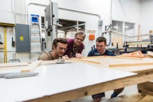 Image of Sound-Fade team and Dr. Manns in the STEAM studio. 